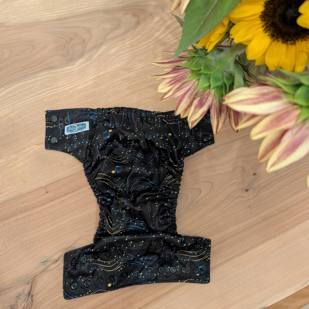 Bella Luna OS Pocket Cloth Diaper | Musical Notes